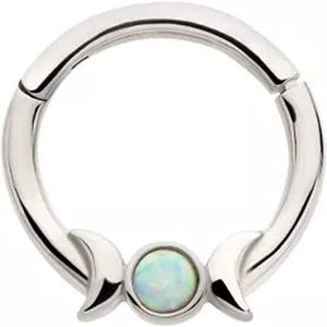 16GA 316L Stainless Steel Triple Moon Phase with White Synthetic Ring